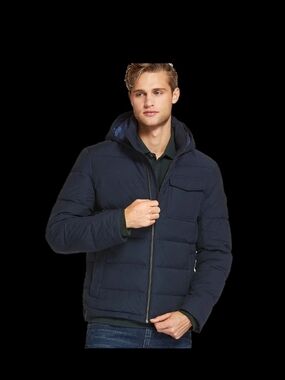 Timberland Navy Quilted Hooded Puffer Jacket